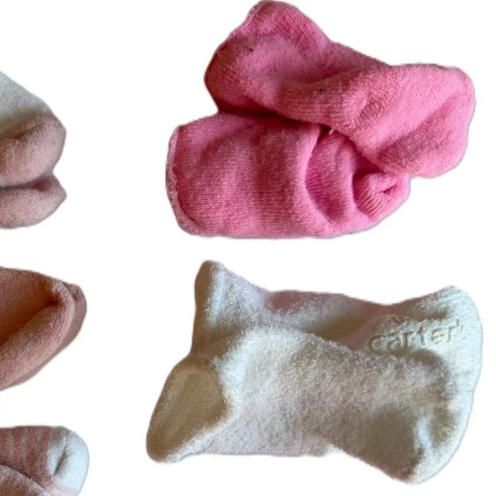 Set of 7 Newborn 0-3M Baby Girl Socks Pink White
